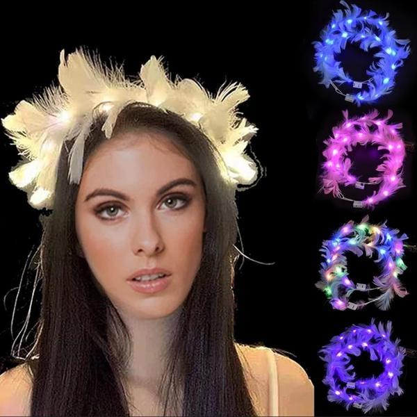 Led Işıklı Rengarenk Yanan 3 Fonksiyonlu Otrişli Parti Tacı Beyaz Renk 12x12 Cm - Image 1