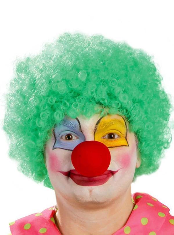 Yeşil Renk Kıvırcık Afro Bonus Peruk Takma Saç Ve Kırmızı Burun Seti - Image 1