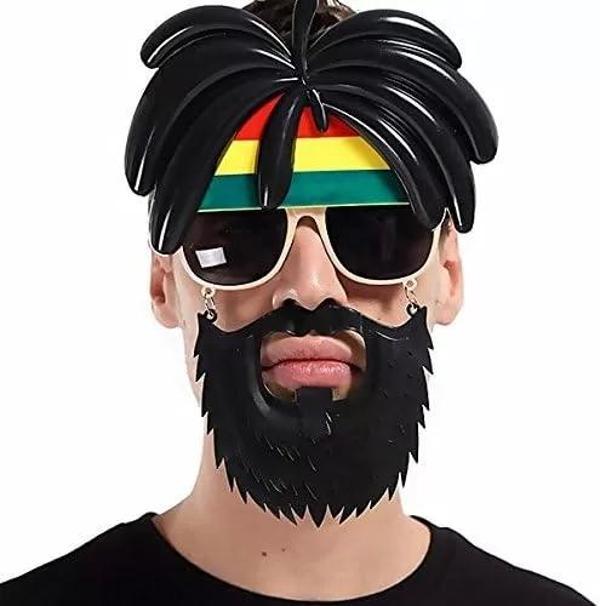 Rasta Peruklu Rasta Sakallı Bob Marley Bıyıklı Parti Gözlüğü 27x18 Cm - Image 1