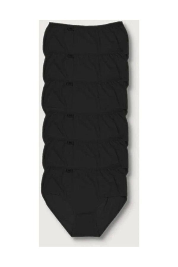 Tutku Kadın Siyah 6'Lı Paket  Likralı Bato Külot Elf568T0924Ccm6 Siyah 2XL - Image 1