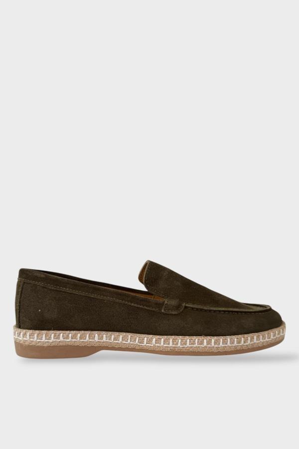 Erkek Hakiki Süet Deri Espadril Ayakkabı HAKİ - Image 1
