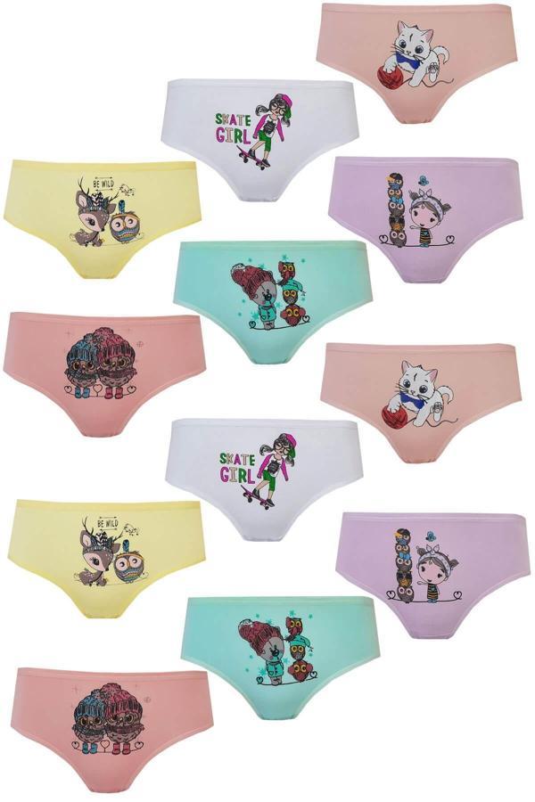 Hb Trend Pamuklu Penye Kız Çocuk Bikini Külot 6İ'Lı Çok Renkli 11-12 Yaş - Image 1