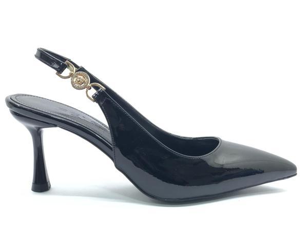Feles Yan Toka Detaylı Arkası Açık Stiletto Kadın Topuklu Ayakkabı - Image 1