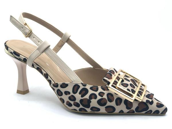 Feles Önü Toka Detaylı Arkası Açık Stiletto Kadın Topuklu Ayakkabı - Image 1