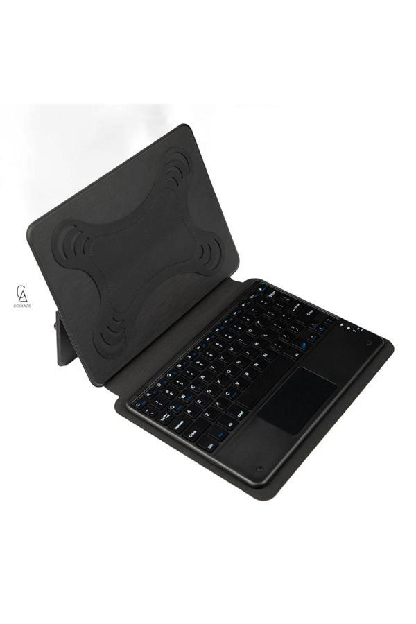 20068310 İpad Pro 12.9 Inç 2021 5.Nesil Uyumlu Touch Padli Tablet Kılıfı Bluetooth Bağlantılı Klavye - Image 1
