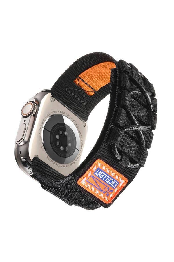 20068310 Apple Watch Ultra/Ultra2 49Mm Uyumlu Orbital Örgülü Halat Tasarımlı Naylon Kumaş Hasır Kordon - Image 1
