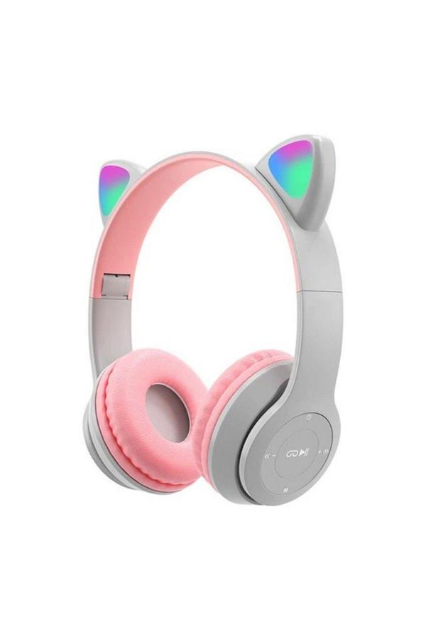 Turgut Ticaret Tt Sw88 Ledli Rgb Kedi Kulağı Aydınlatmalı Bluetooth Mikrofonlu Katlanabilir Kulaklık Tf Kart/ Aux - Image 1