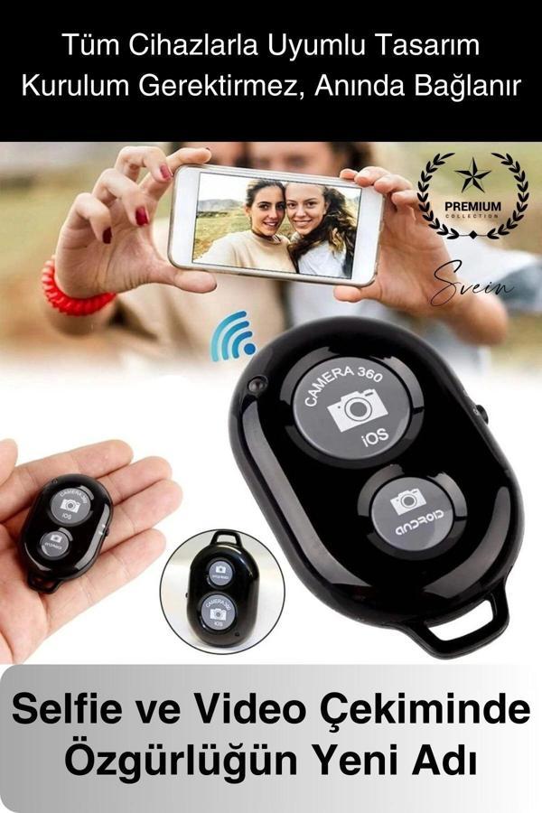 Bluetooth Kablosuz Uzaktan Kumanda İOS Android Uyumlu Selfie Fotoğraf Video Çekme Remote Shutter - Image 1