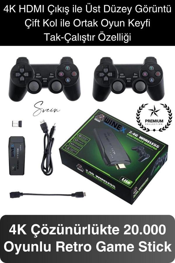 20000 Oyunlu 4K Tak Çalıştır 2.4g Uyumlu HDMI Kablosuz Çift Kol Konsol Game Stick Retro Atari - Image 1