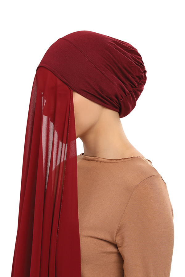 Hazır Geçmeli Lastikli Boneli Lüks Şifon Şal - Image 1