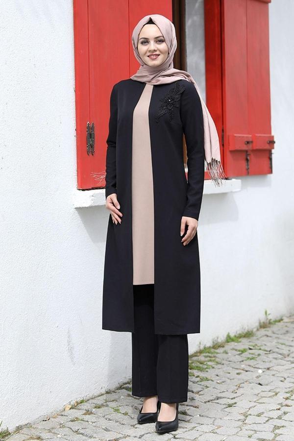 Tesetturabiye Zümra Ikili Tesettür Takım Siyah - Image 1
