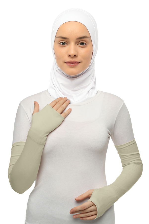 Kesik Parmak Geçmeli Penye Tesettür Kolluk - Image 1