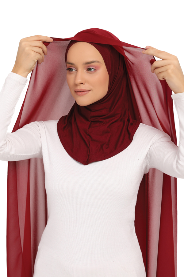 Hazır Lüks Pratik Hijablı  Şifon Şal - Image 1