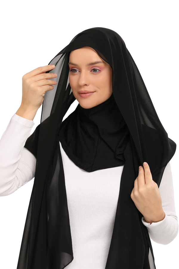 Hazır Lüks Pratik Hijablı  Şifon Şal - Image 1