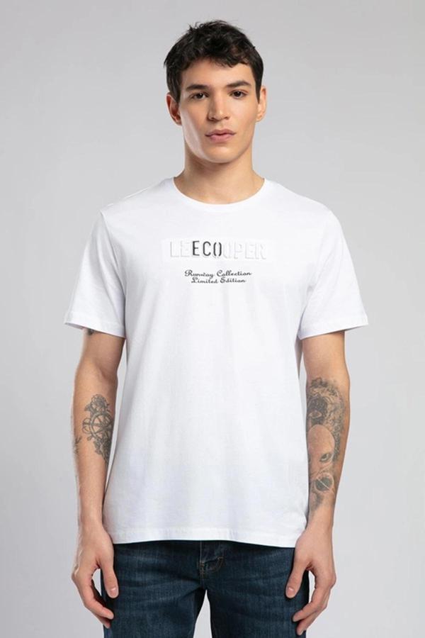 Lee Cooper Pamuklu Regular Fit Bisiklet Yaka Logolu Erkek T Shirt 252 LCM 242032 1101 BEYAZ - Image 1