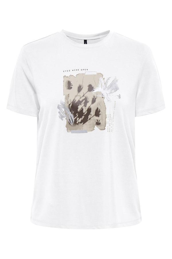 Only Onlfree Baskılı Regular Fit Bisiklet Yaka Bayan T Shirt 15303212 BEYAZ - Image 1