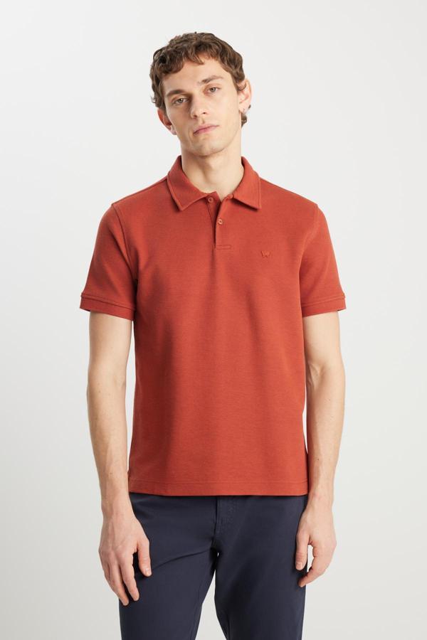 Wrangler Pamuklu Regular Fit Düğmeli Erkek Polo Yaka T Shirt W2510720 222 KİREMİT - Image 1