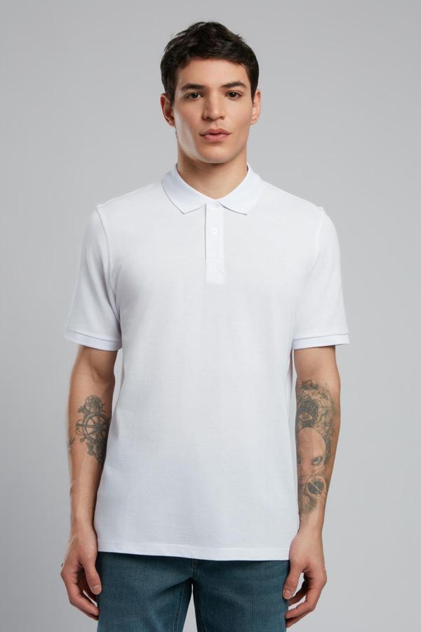 Lee Cooper % 100 Pamuk Regular Fit Düğmeli Erkek Polo Yaka T Shirt 252 LCM 242012 1101 BEYAZ - Image 1
