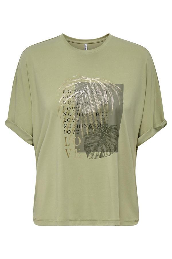 Only Onlfree Regular Fit Bisiklet Yaka Desenli Bayan T Shirt 15343267 AÇIK YEŞİL - Image 1
