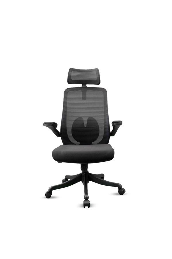 Atom Ofis Sakura Siyah Ergonomik File Sırtlı Döner Ofis Koltuğu | Ayarlanabilir Kolçak & Bel Desteği - Image 1