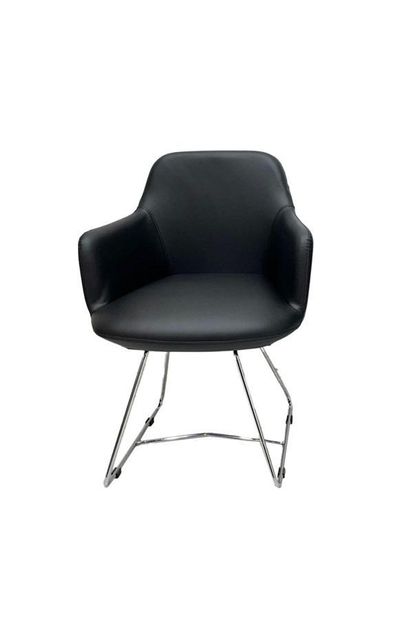 Atom Ofis Melik Deri Bekleme Koltuğu | Ergonomik | Metal Ayaklı | Şık Ve Dayanıklı Misafir Koltuğu - Image 1