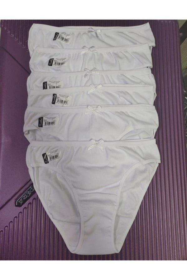 Tutku Kadın Beyaz İnce Bel Düz Bikini Külot 6 Adet Beyaz 38-42 - Image 1