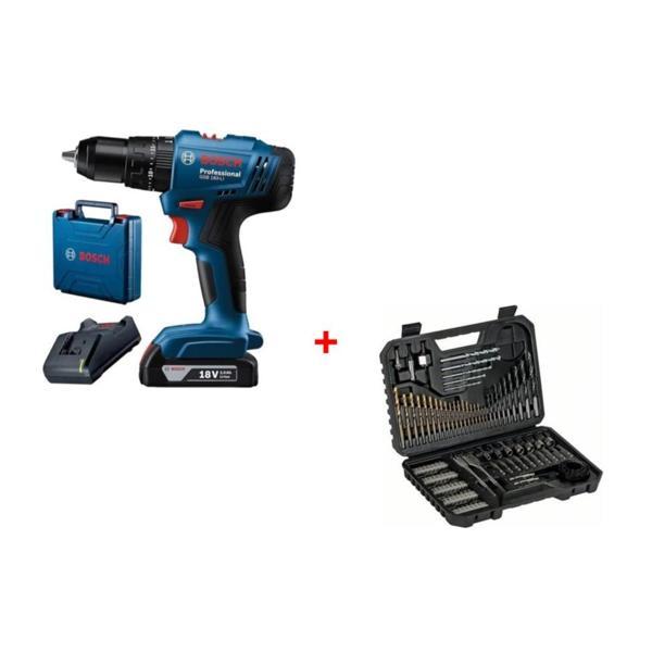 Bosch Gsb 183-LI 18V 2AH Darbeli Tek Akülü Vidalama Şarjlı Matkap ve 103 Parça Karışık Aksesuar Seti - Image 1
