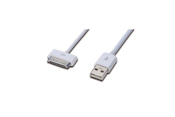 Ednet ED-31002 1 Mt USB 2.0 to iPod İphone iPad 30 Pin AWG 30 Ul Beyaz Şarj Data Kablosu - Image 1