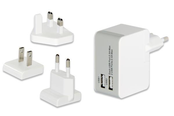 Ednet ED-31808 2 x USB Port Evrensel (EU/UK/US) Seyahat Şarj Seti - Image 1