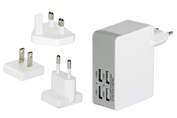 Ednet ED-31809 4 x USB Port Evrensel (EU/UK/US) Seyahat Şarj Seti - Image 1