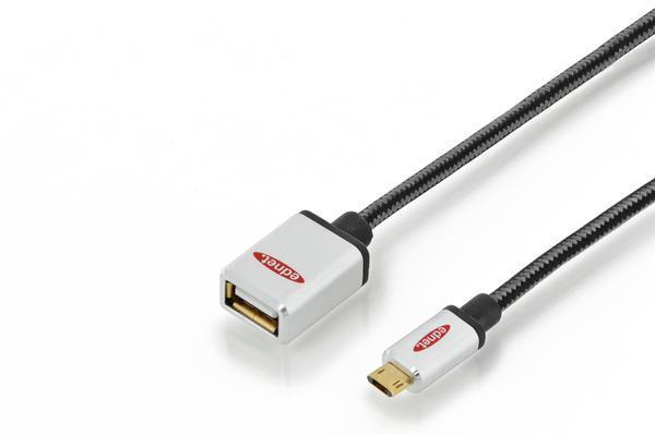 Ednet ED-84150 0.3 Mt micro USB to USB 2.0 Premium Erkek-Dişi OTG USB 2.0 Kablo - Image 1