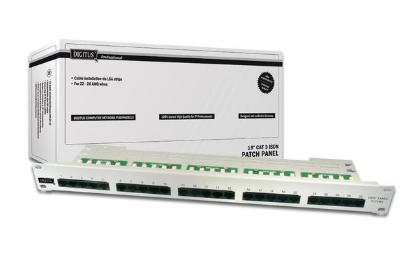 Digitus DN-91325-1 25 Port 1U CAT3 Zırhsız Isdn Siyah Patch Panel - Image 1