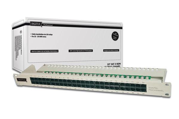 Digitus DN-91350-1 50 Port 1U CAT3 Zırhsız Isdn Siyah Patch Panel - Image 1