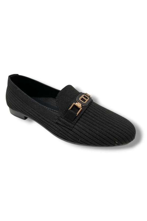 C-Shoes 3106-25 Triko T Taşlı Toka Kadın Babet - Image 1