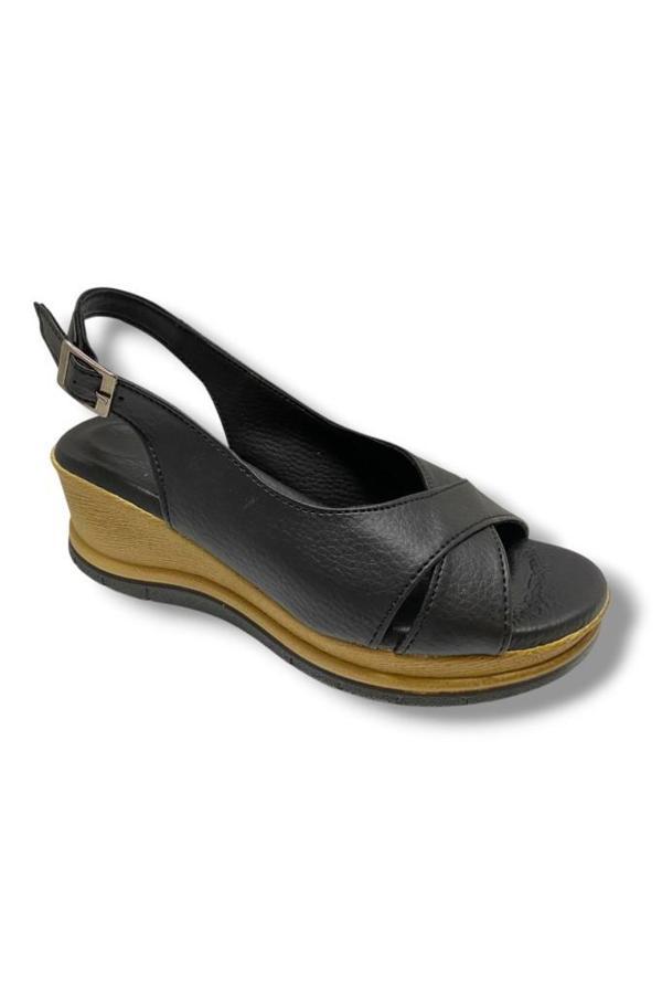 C-Shoes KA06-25 Deri Anatomik Dolgu Topuk Kadın Sandalet - Image 1