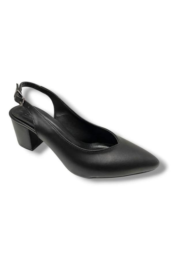C-Shoes 111-25 Deri Sivri Burun Kalın Topuk Kadın Ayakkabı - Image 1