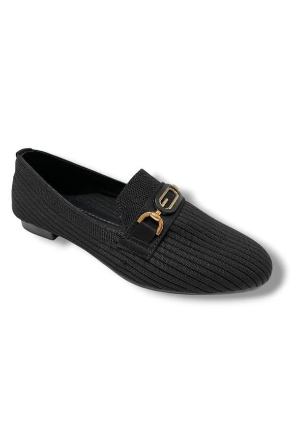 C-Shoes 3160-25 Triko G Elips Taşlı Toka Kadın Babet - Image 1