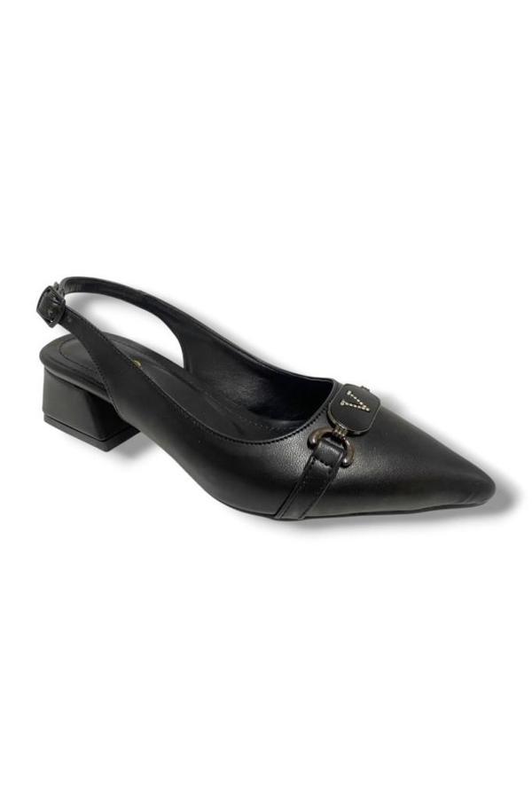 Gedik Pasha 3062-25 Deri V Taşlı Arkadan Bantlı Kadın Stiletto - Image 1