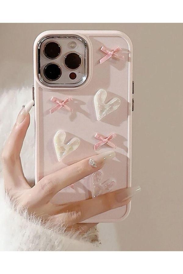 Miraz Tasarim Iphone 15 Promax 3D Kalp Ve Fiyonklu Kılıf - Image 1