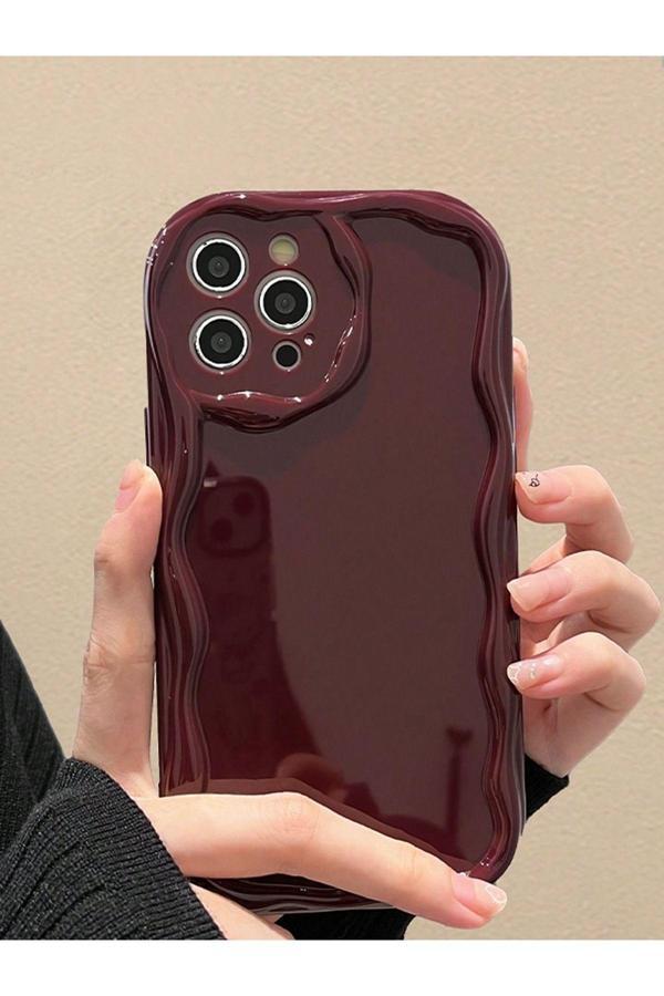 Miraz Tasarim 16 Promax Bordo Dalgalı Kenarlı Parlak Sılıkon Kılıf - Image 1