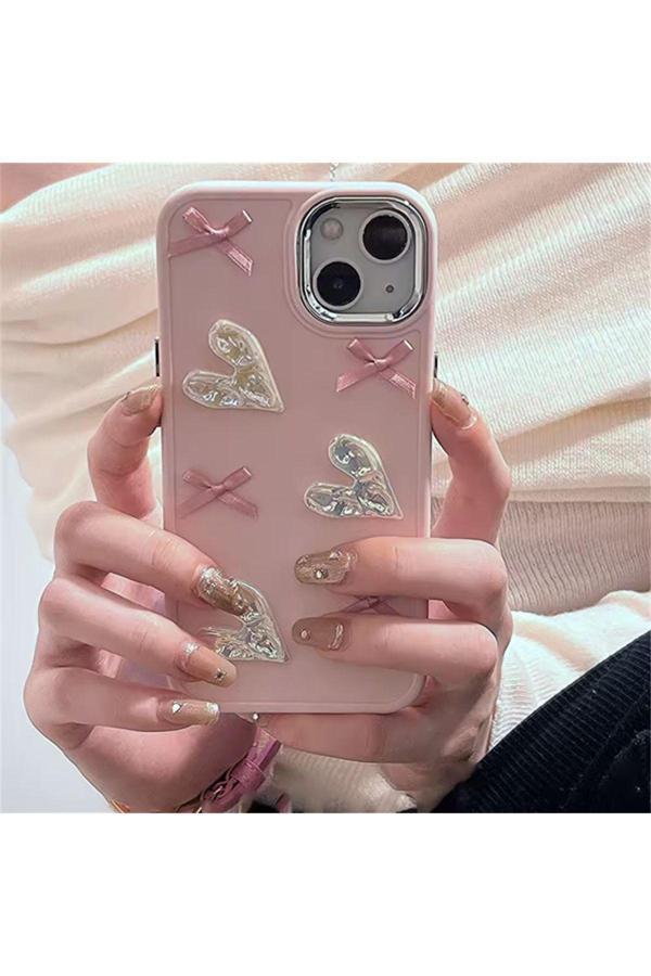 Miraz Tasarim Iphone 15 3D Kalp Ve Fiyonklu Kılıf - Image 1