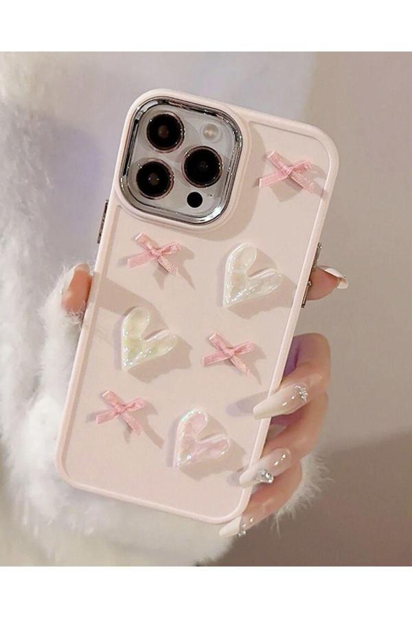 Miraz Tasarim Iphone 14 Promax 3D Kalp Ve Fiyonklu Kılıf - Image 1