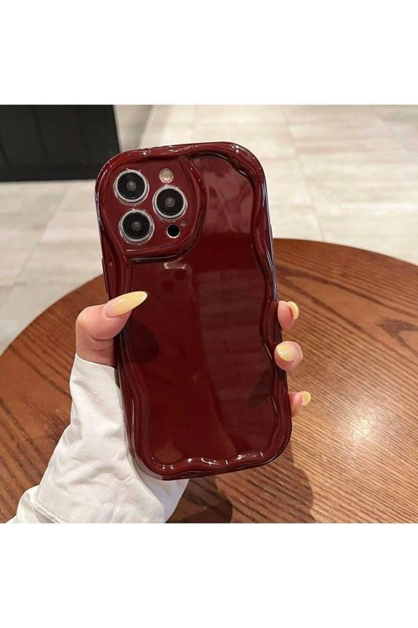 Miraz Tasarim 13 Promax Bordo Dalgalı Kenarlı Parlak Silikon Kılıf - Image 1