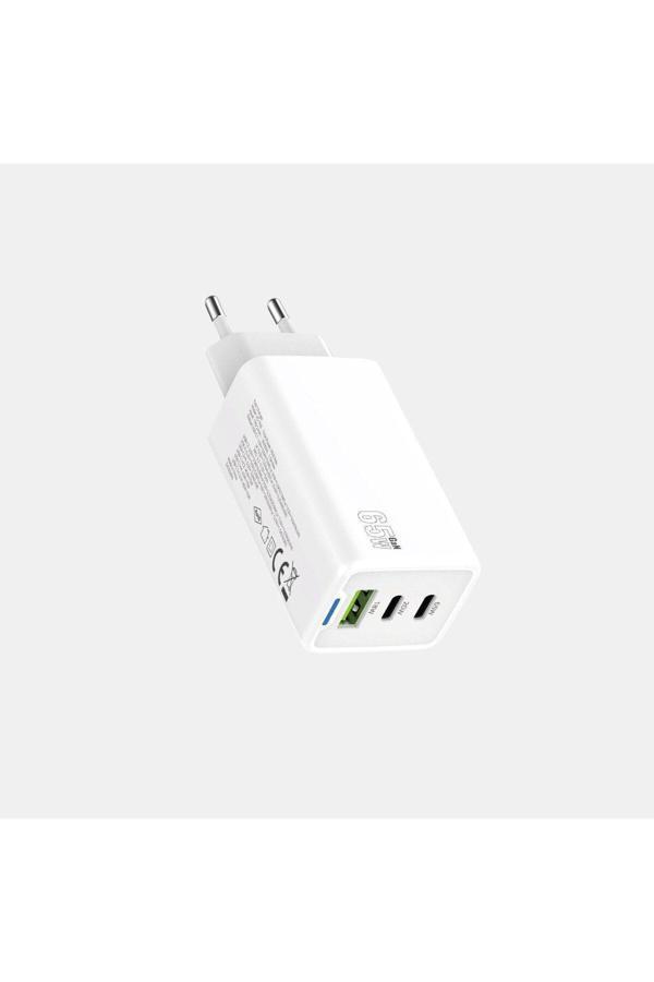 AC100 2 PD + 1 USB GİRİŞLİ 65W GAN PREMİUM HIZLI ŞARJ CİHAZI - Image 1