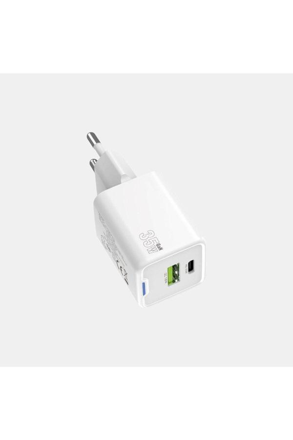 AC99 1 PD + 1 USB GİRİŞLİ 35W UYUMLU GAN PREMİUM HIZLI ŞARJ CİHAZI - Image 1