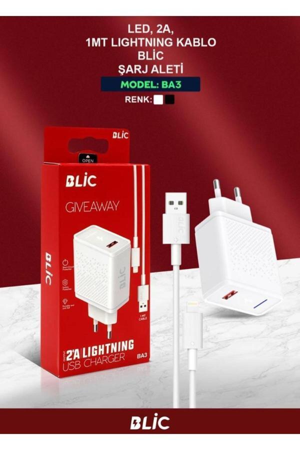 BLİC 2A, LED IŞIKLI 1MT LİGHTNİNGKABLO ŞARJ ALETI - Image 1