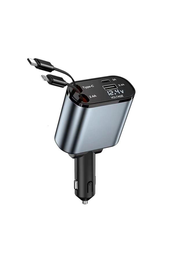 ZR13 - 95W 4 in 1 Voltaj Göstergeli Tüm Telefonlar İçin Hızlı Araba Şarjı Kendinden Kablolu - Image 1