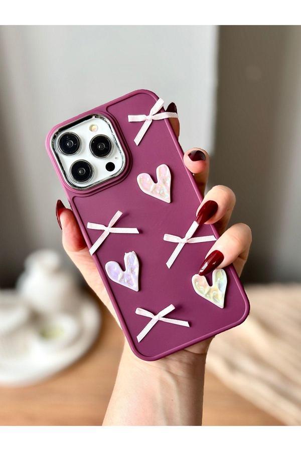 Miraz Tasarim Iphone 14 Promax 3D Fiyonk/Kalp Dekorlu Kılıf - Image 1