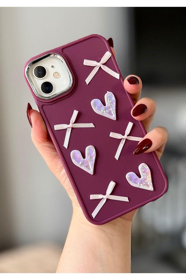 Miraz Tasarim Iphone 11 3D Fiyonk/Kalp Dekorlu Kılıf - Image 1