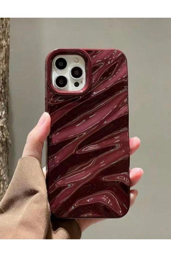 Miraz Tasarim Iphone 16 Promax Bordo Dalgalı Yumuşak Silikon Kılıf - Image 1